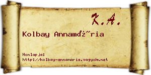 Kolbay Annamária névjegykártya